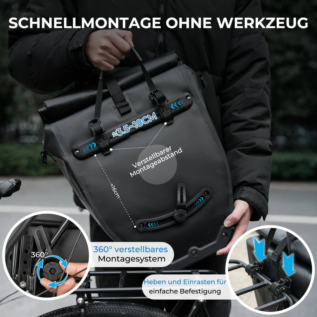 ROCKBROS 15L-20L Fiets Bagagedragertas 3-in-1