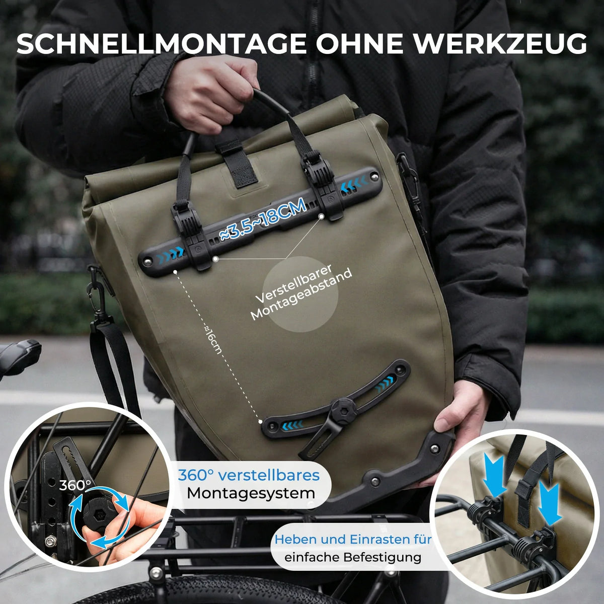 ROCKBROS 15L-20L Fiets Bagagedragertas 3-in-1
