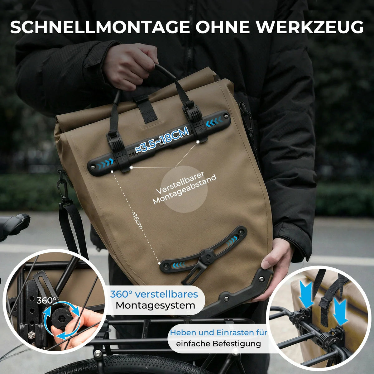 ROCKBROS 15L-20L Fiets Bagagedragertas 3-in-1