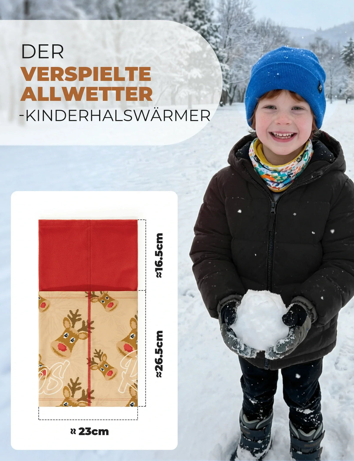 ROCKBROS 2-in-1 Kinder Halsdoek & Muts Dubbelzijdig Sjaaltube Warmende Halswarmer Multifunctionele doek