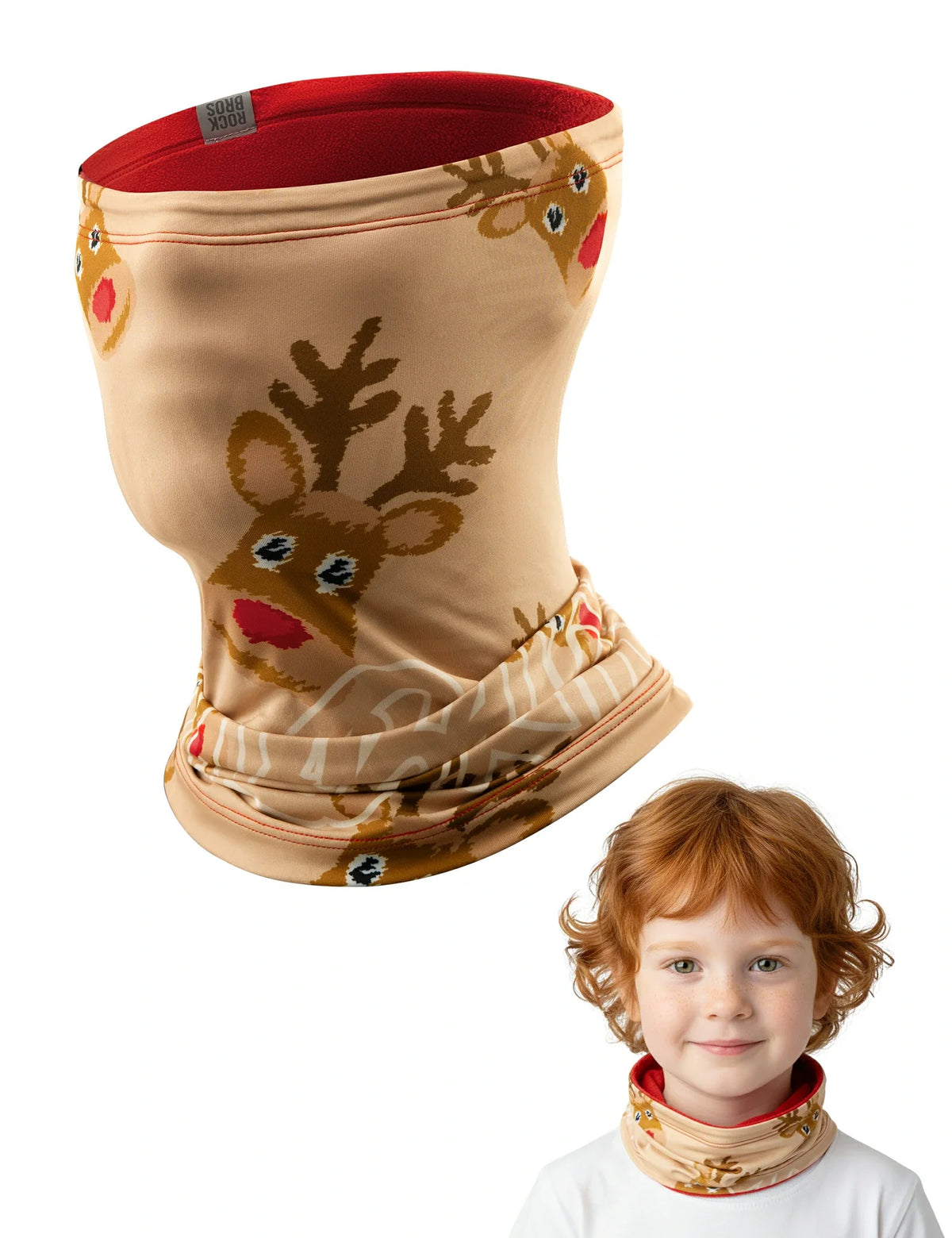 ROCKBROS 2-in-1 Kinder Halsdoek & Muts Dubbelzijdig Sjaaltube Warmende Halswarmer Multifunctionele doek