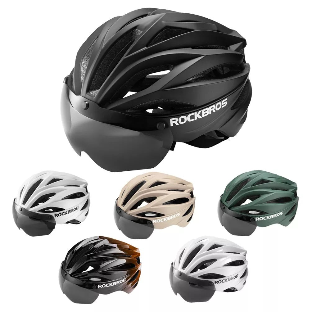 ROCKBROS Fietshelm voor volwassenen met vizier Magnetisch afneembaar Ademend Verstelbaar voor heren en dames 58-62 cm