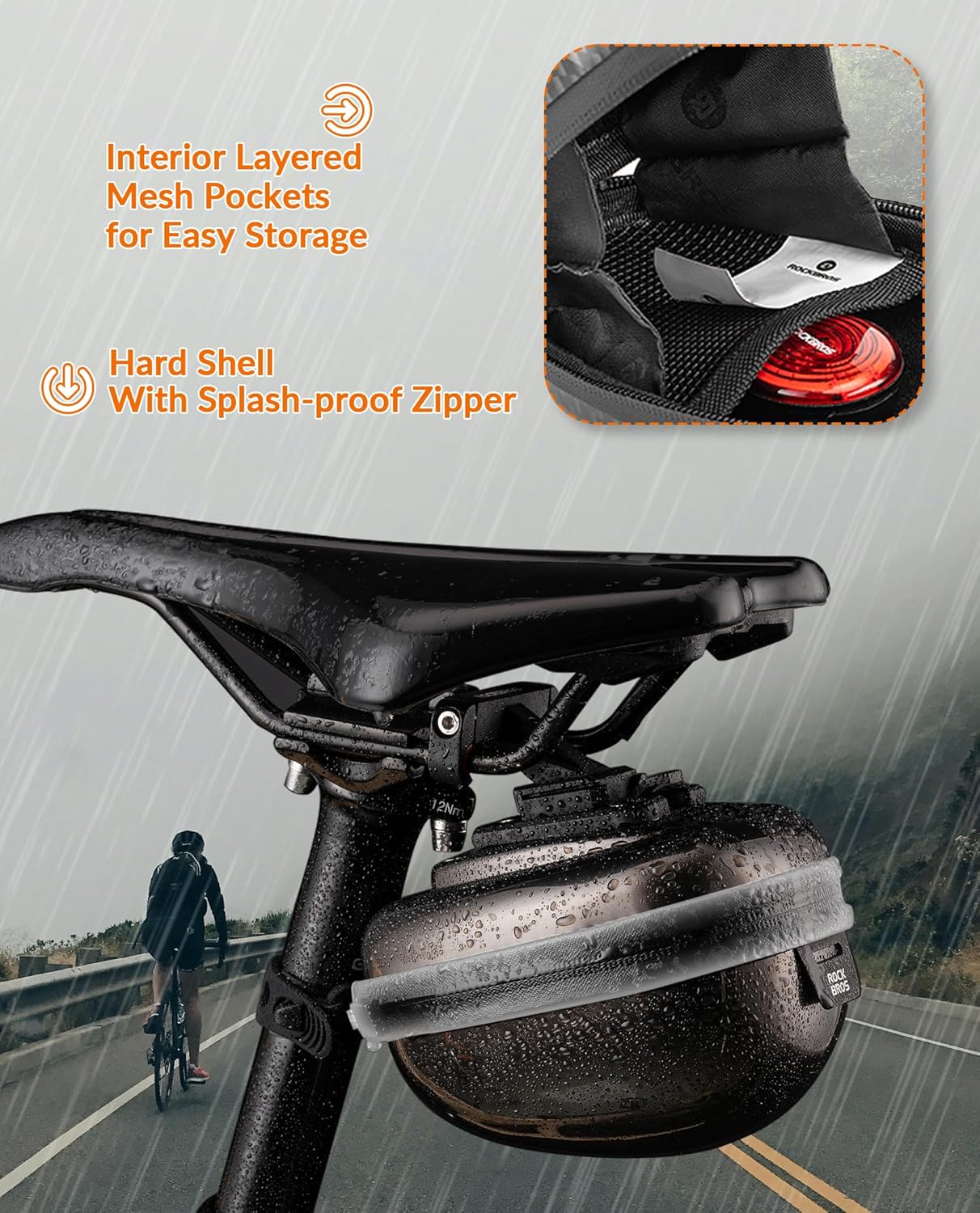 ROCKBROS hardshell zadeltas fietstas zadeltas met snelsluiting 0,4L