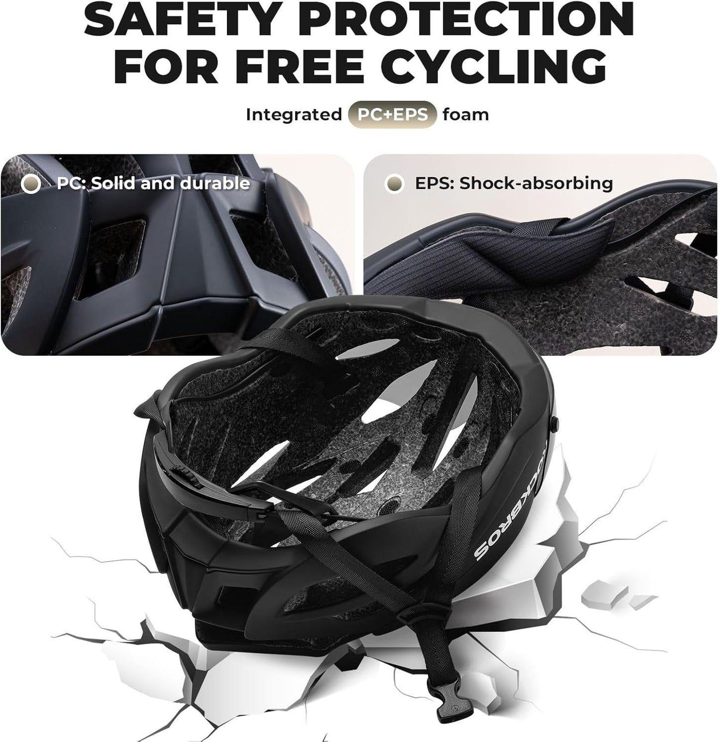 ROCKBROS Fietshelm voor volwassenen met vizier Magnetisch afneembaar Ademend Verstelbaar voor heren en dames 58-62 cm