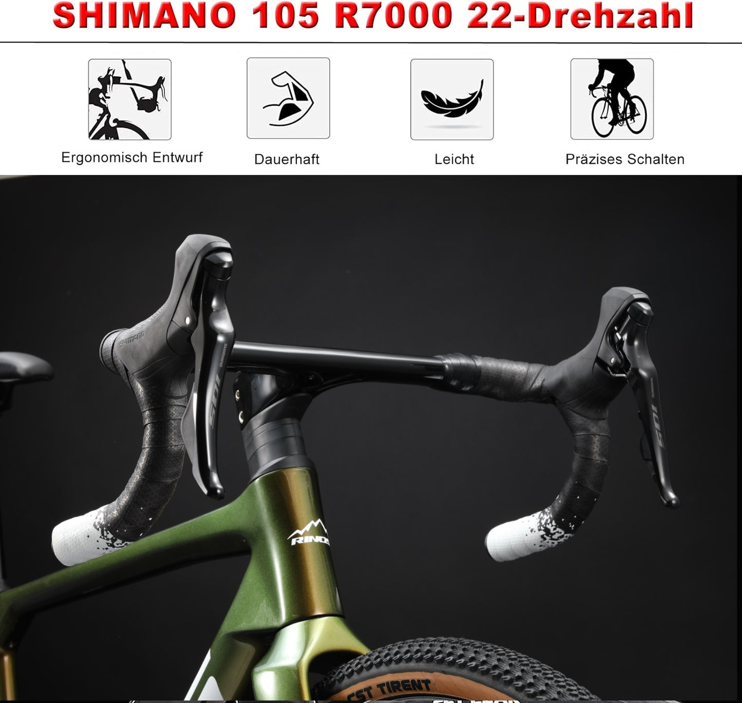 RINOS carbon racefiets 700C Shimano 105 R7000 22 versnellingen Odin3.0