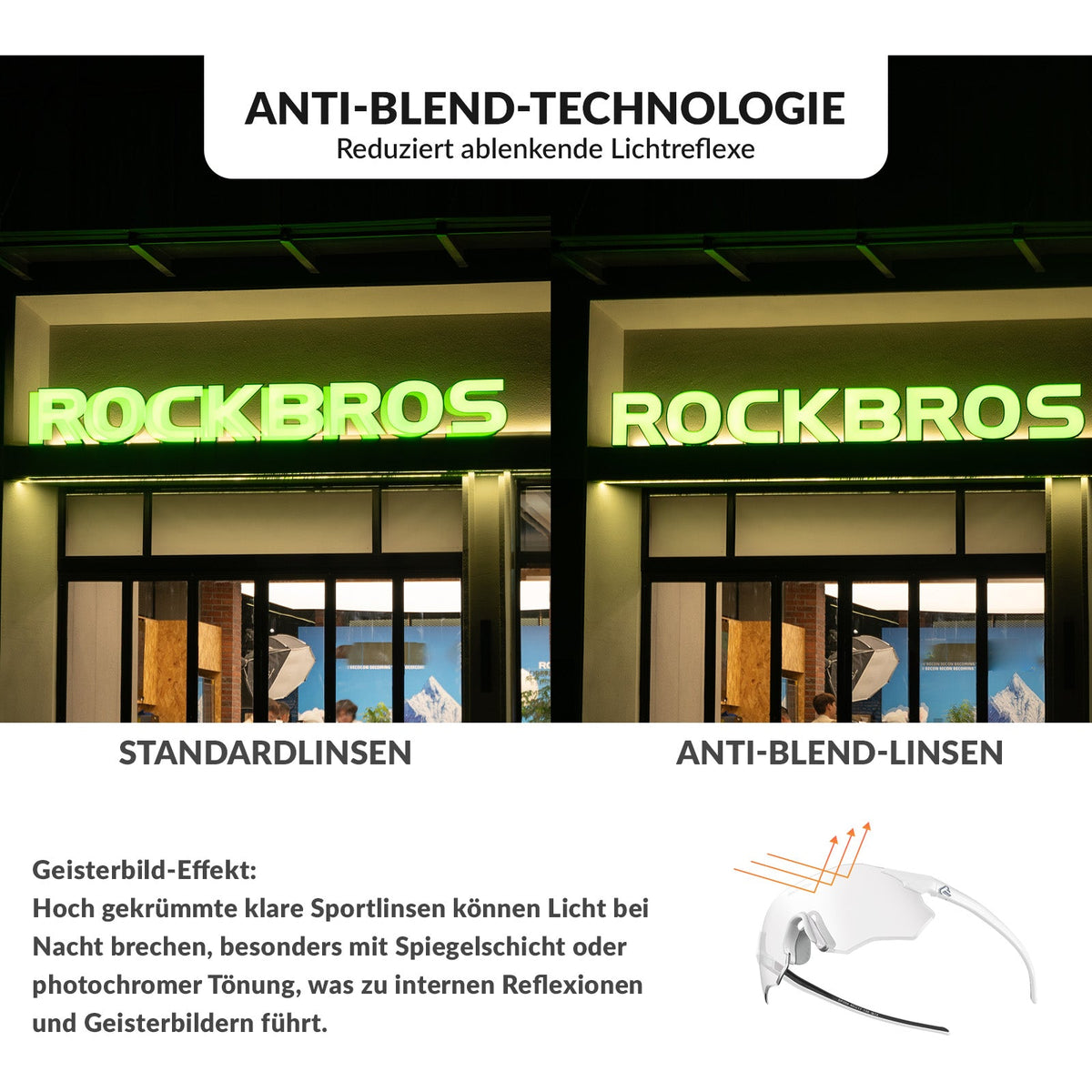 ROCKBROS Fietsbril Zelftönend UV400-bescherming Zonder Montuur -SWIFT