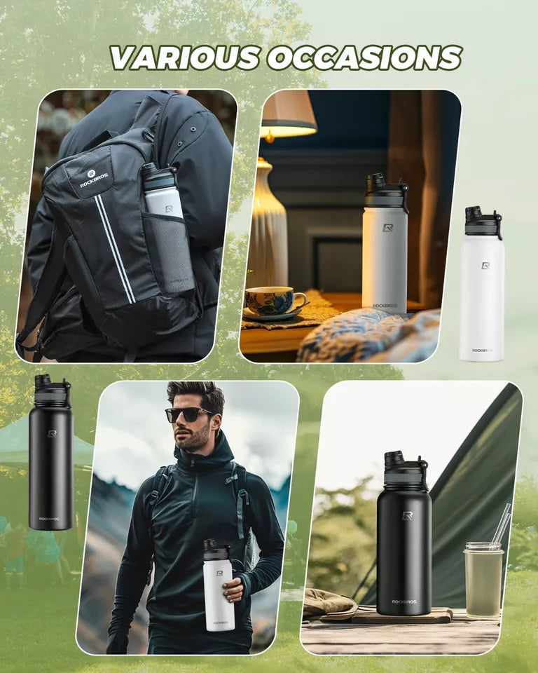 ROCKBROS Drinkflesch RVS 550ml/650ml/1000ml/1200ml Isolatiekan BPA-Vrij Fietsfles