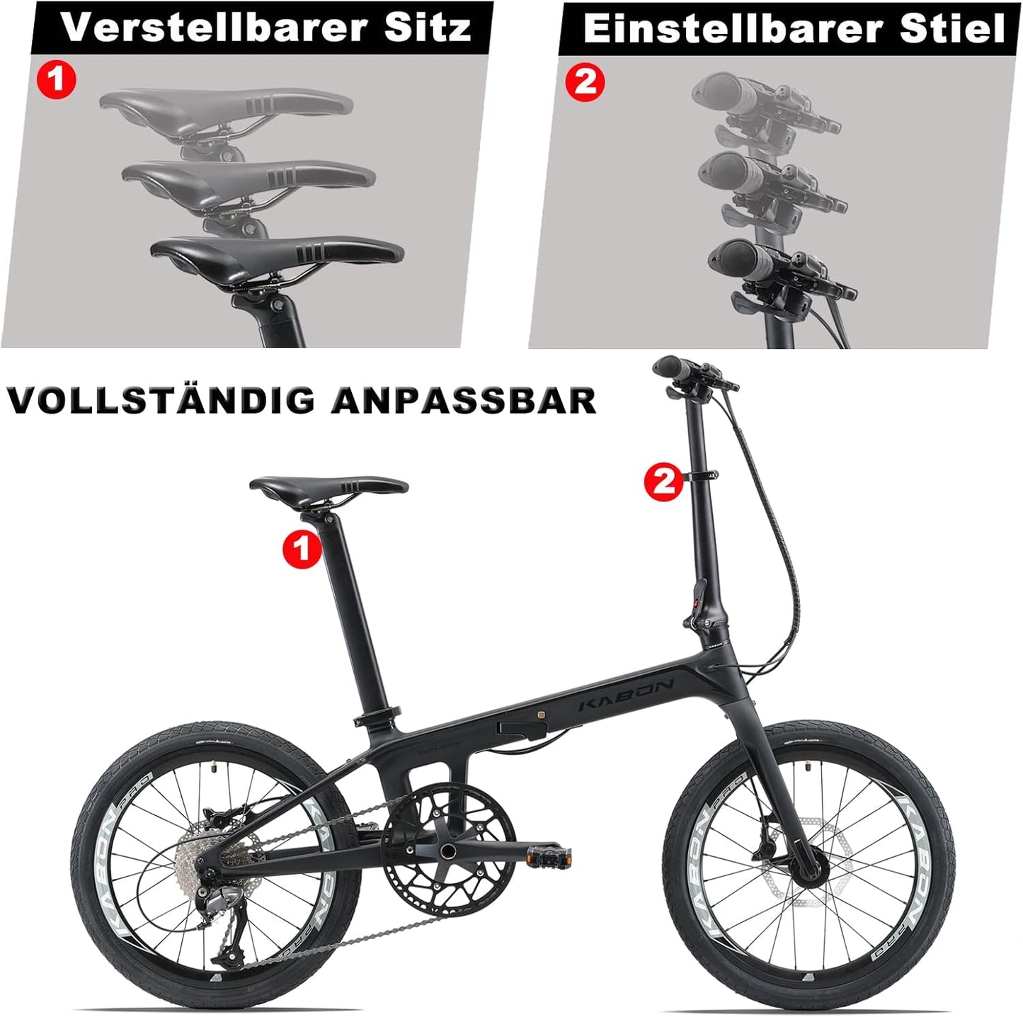 KABON City vouwfiets Carbon Shimano Altus 9S 20 inch