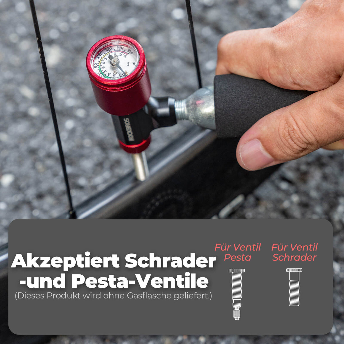ROCKBROS CO2 Fietspomp Minipomp voor Presta & Schrader Ventielen