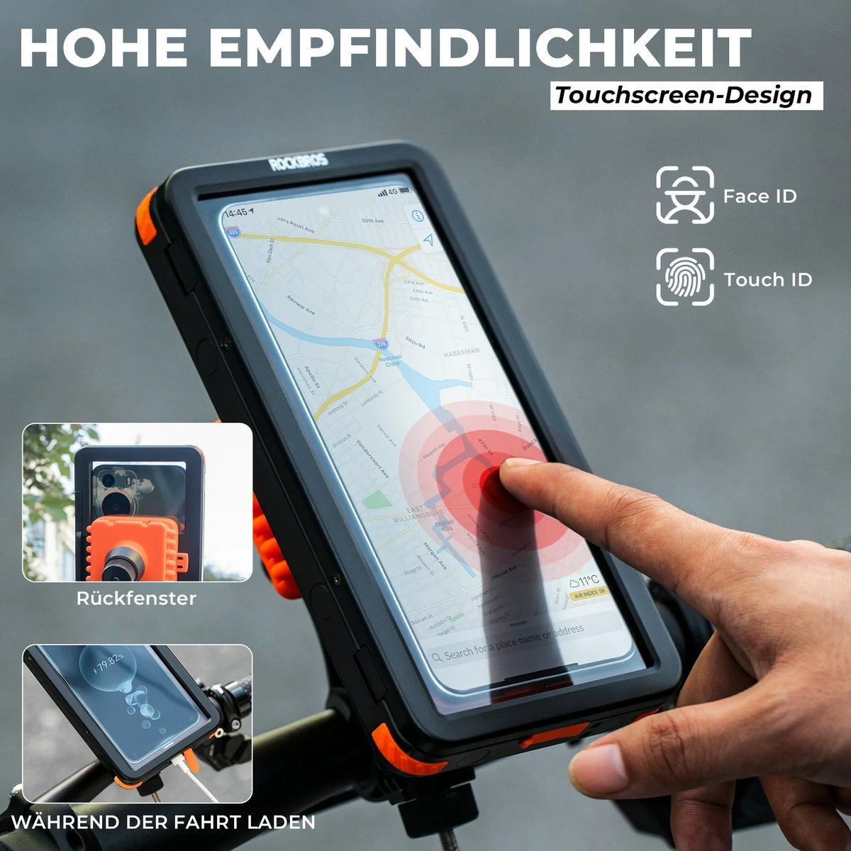 ROCKBROS Fiets Telefoonhouder Magnetisch, 4,7–6,9 inch Smartphones, Stuurhouder 22,2–31,8 mm