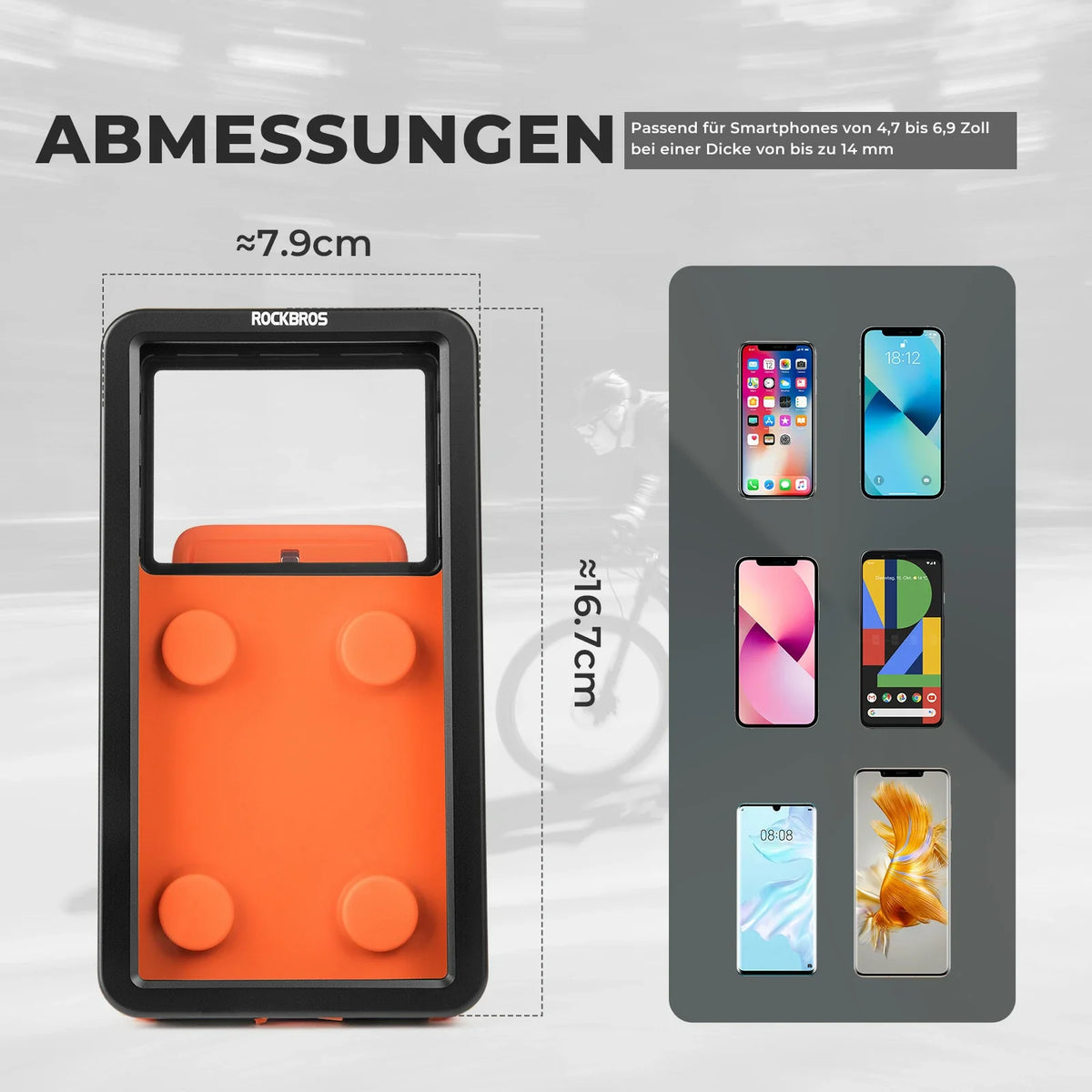 ROCKBROS Fiets Telefoonhouder Magnetisch, 4,7–6,9 inch Smartphones, Stuurhouder 22,2–31,8 mm
