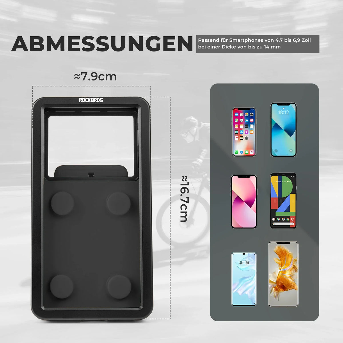 ROCKBROS Fiets Telefoonhouder Magnetisch, 4,7–6,9 inch Smartphones, Stuurhouder 22,2–31,8 mm