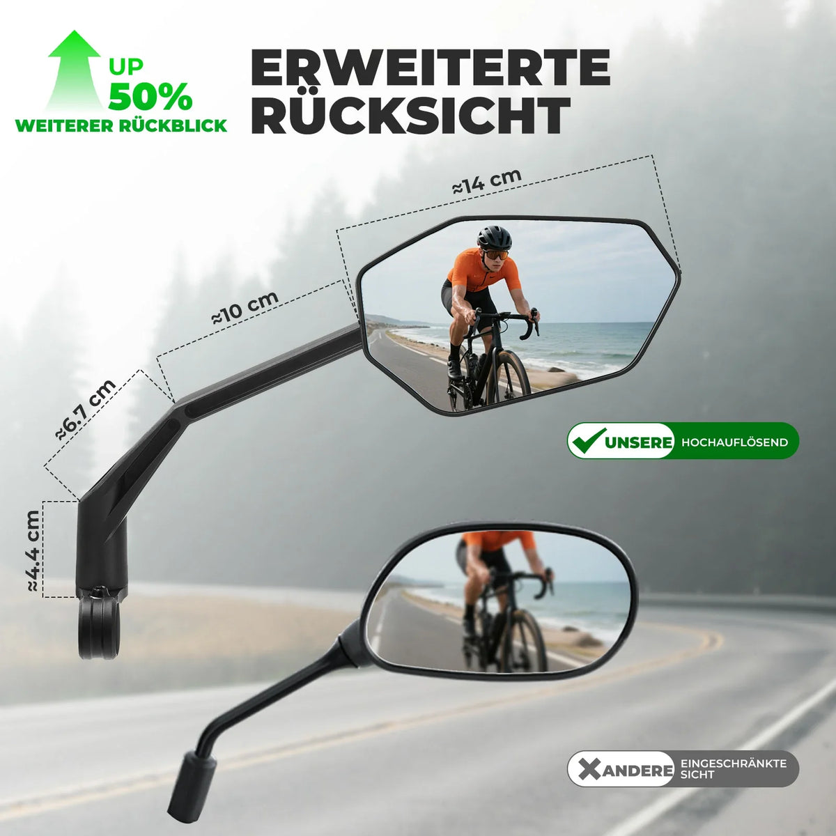 ROCKBROS Fiets achteruitkijkspiegel fietsspiegel voor stuur 20–23 mm