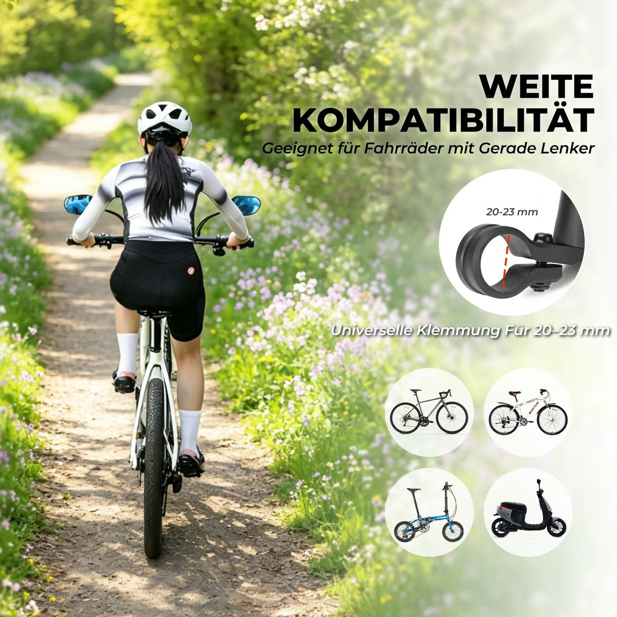 ROCKBROS Fiets achteruitkijkspiegel fietsspiegel voor stuur 20–23 mm