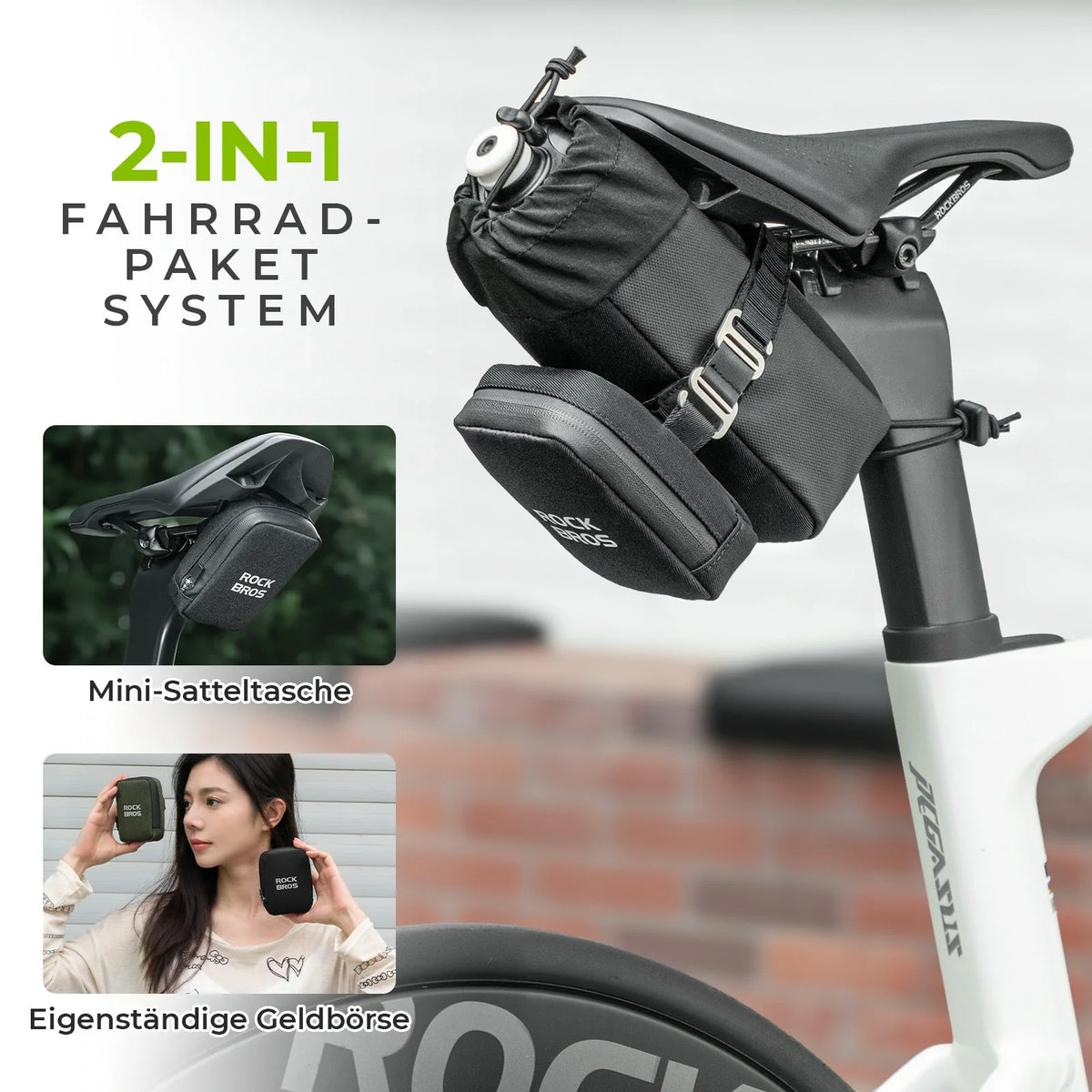 ROCKBROS Fietszadel Tas met Fles houder en 0,3L Mini Draagbare Fietszadeltas