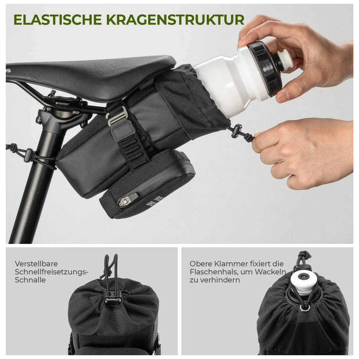 ROCKBROS Fietszadel Tas met Fles houder en 0,3L Mini Draagbare Fietszadeltas