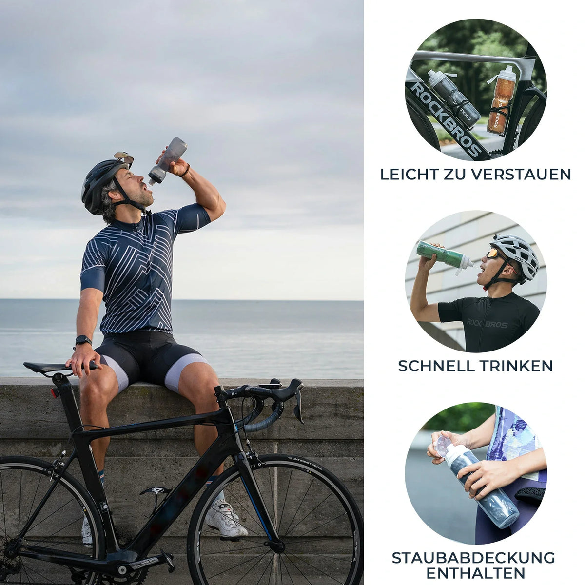 ROCKBROS Fiets Drinkfles 670ML Drukbaar