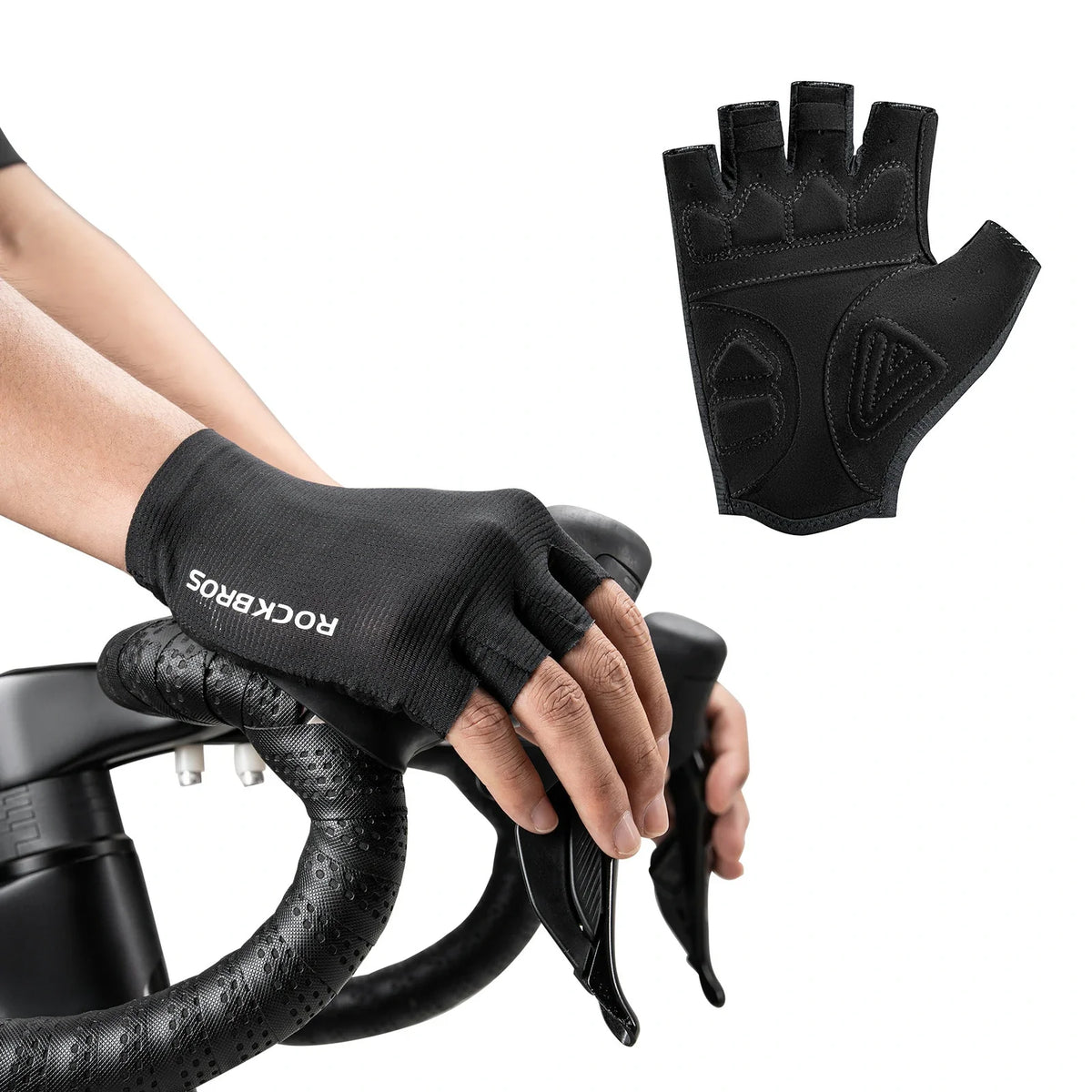ROCKBROS Fietshandschoenen halve vingers met schokdempende SBR-vulling - S396