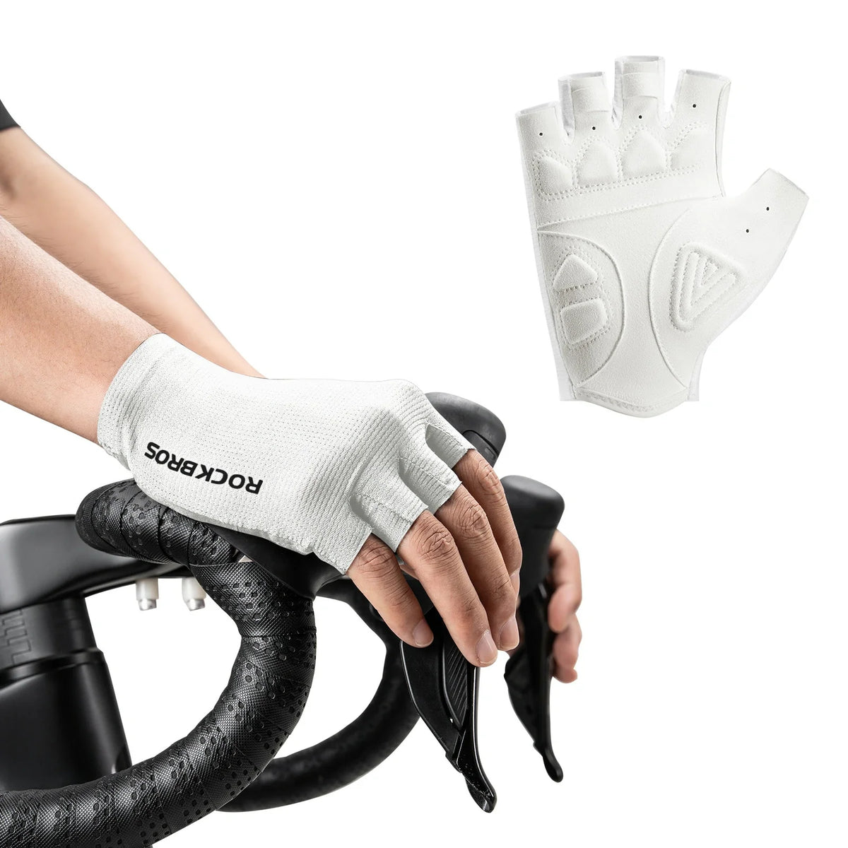 ROCKBROS Fietshandschoenen halve vingers met schokdempende SBR-vulling - S396