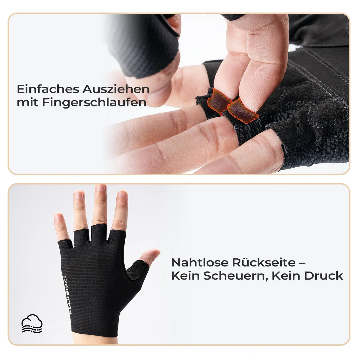 ROCKBROS Fietshandschoenen halve vingers met schokdempende SBR-vulling - S396