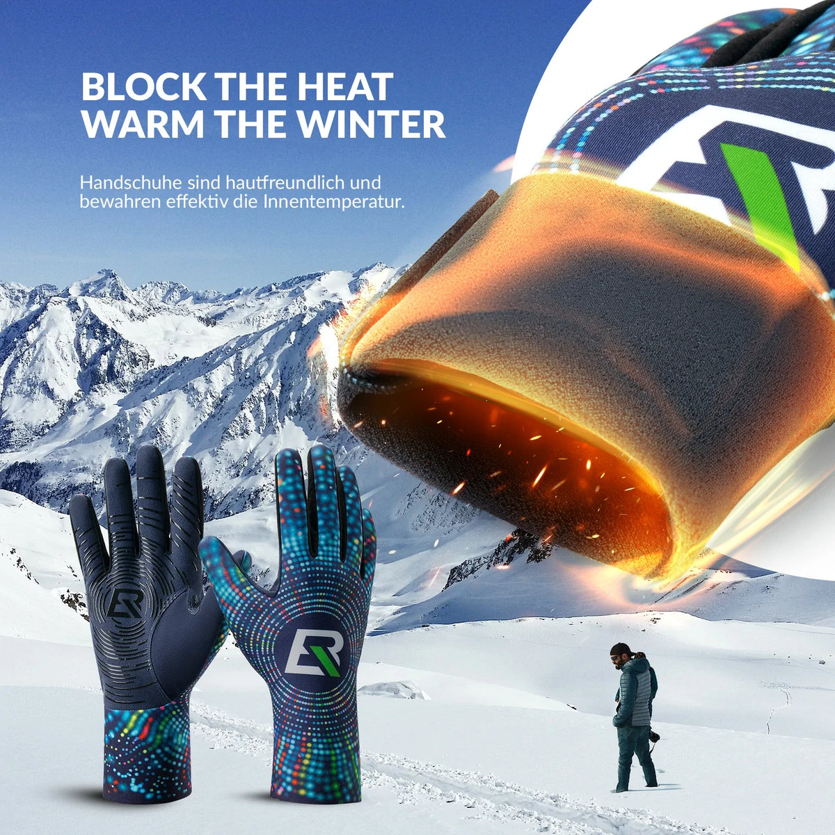 ROCKBROS Fietskoude weer handschoenen herfst en winter volledige vinger handschoenen elastisch anti-slip