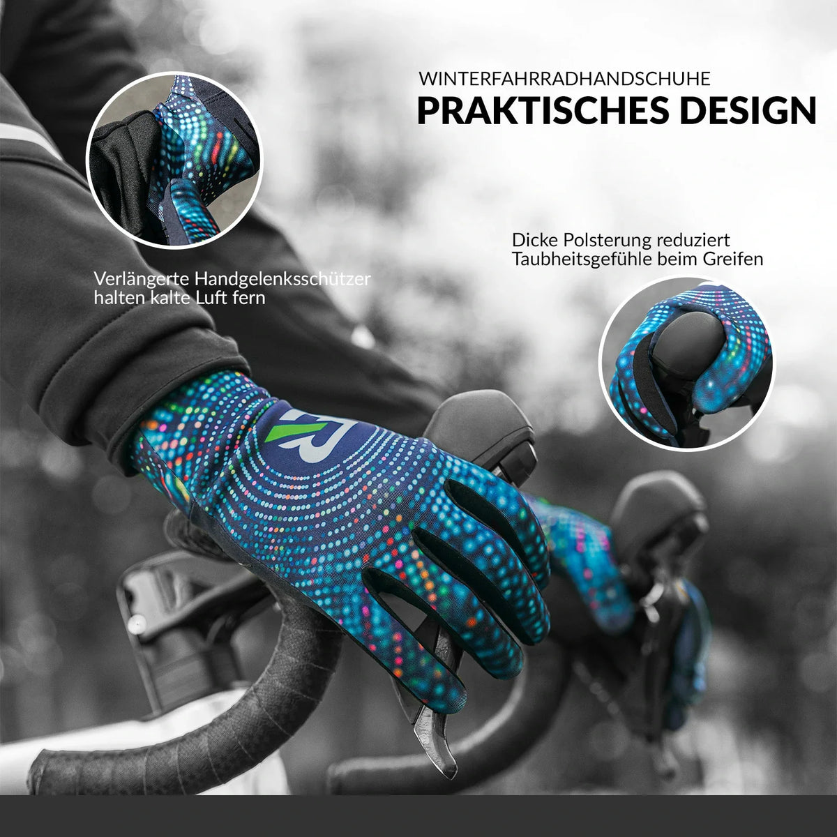 ROCKBROS Fietskoude weer handschoenen herfst en winter volledige vinger handschoenen elastisch anti-slip