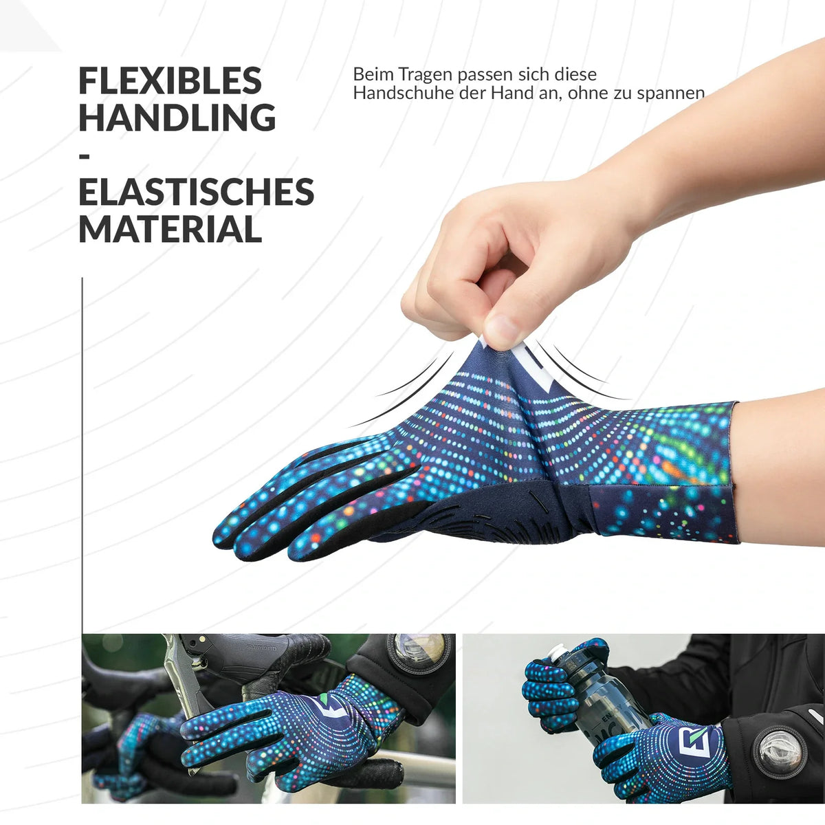ROCKBROS Fietskoude weer handschoenen herfst en winter volledige vinger handschoenen elastisch anti-slip