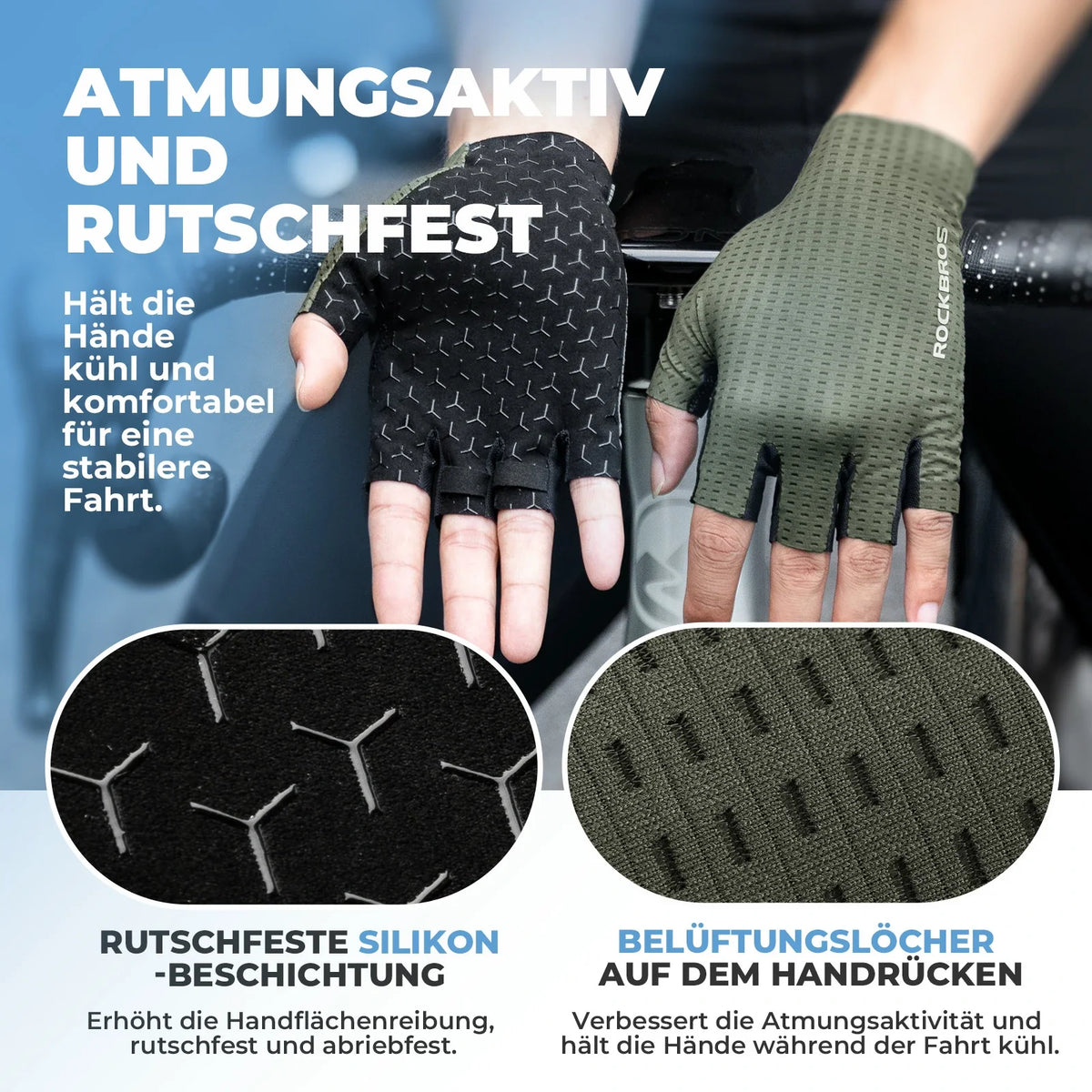 ROCKBROS Fietsk handschoenen zomer, antislip en ademend