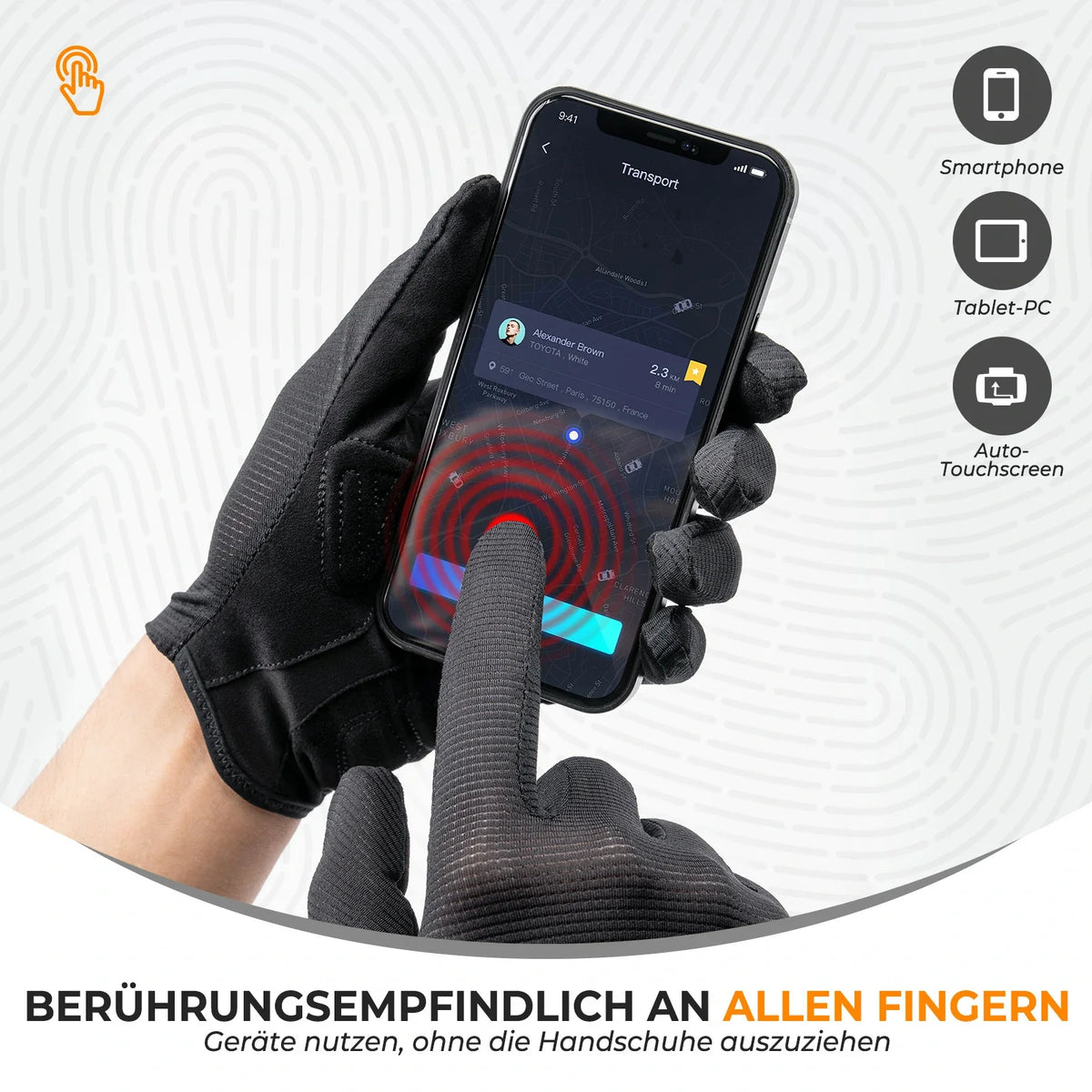 ROCKBROS fietshandschoenen, fietshandschoenen met touchscreen op alle vingers