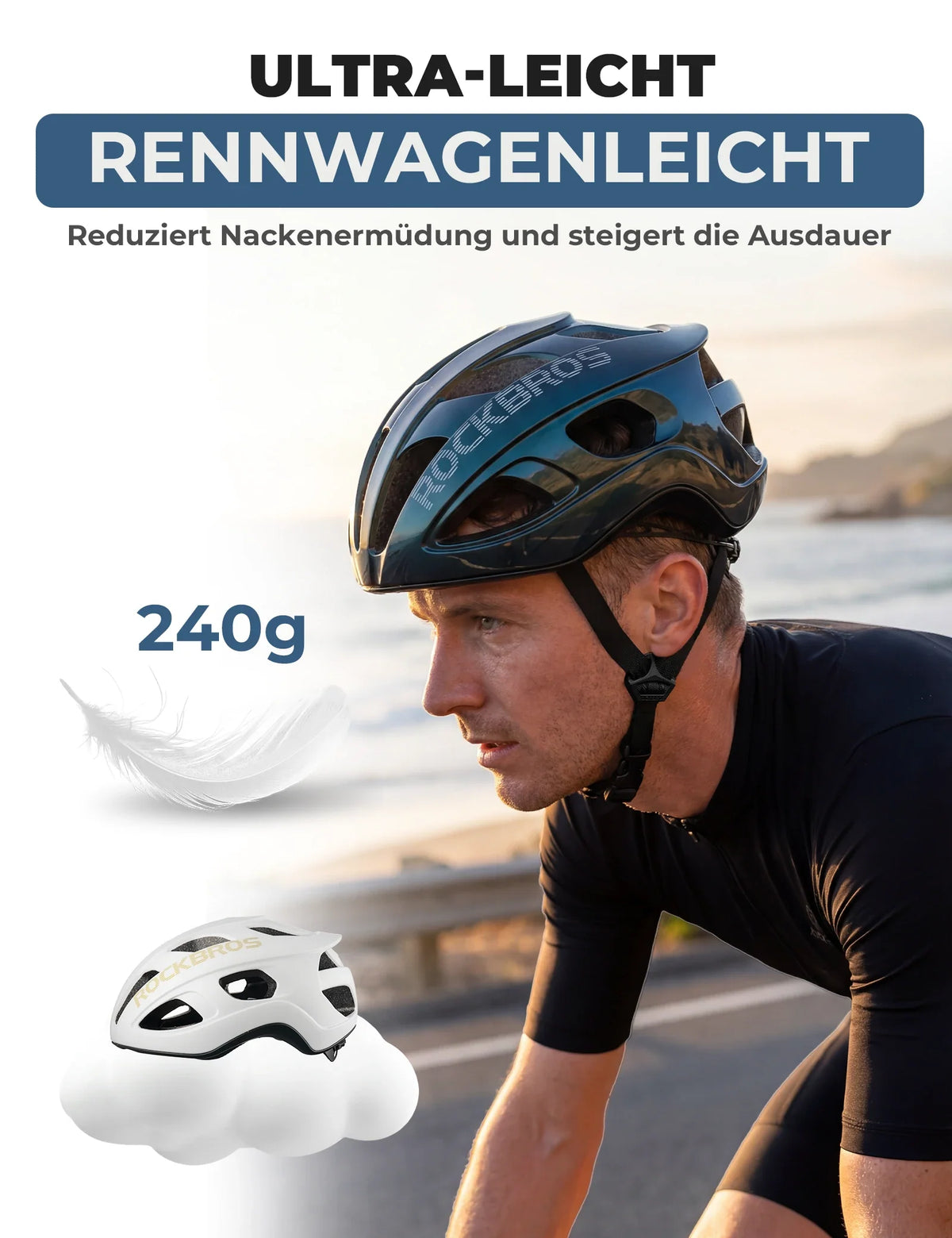 ROCKBROS Fietshelm 58-62cm Lichtgewicht 240g Antibacterieel