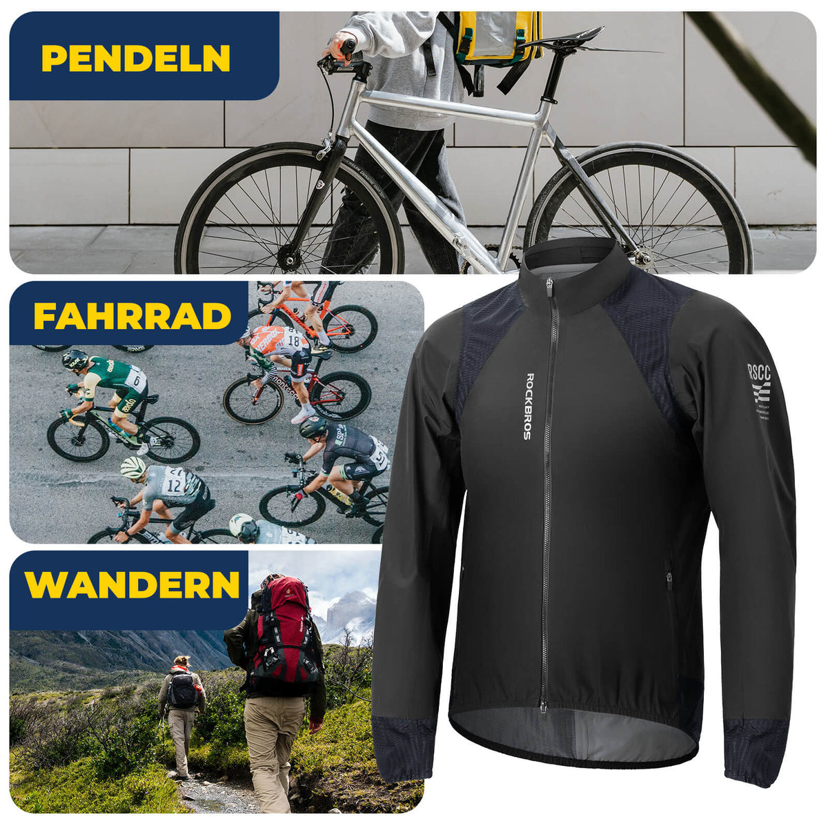 ROCKBROS Fietsjack waterdicht ademend - Winddicht & Reflecterend Heren