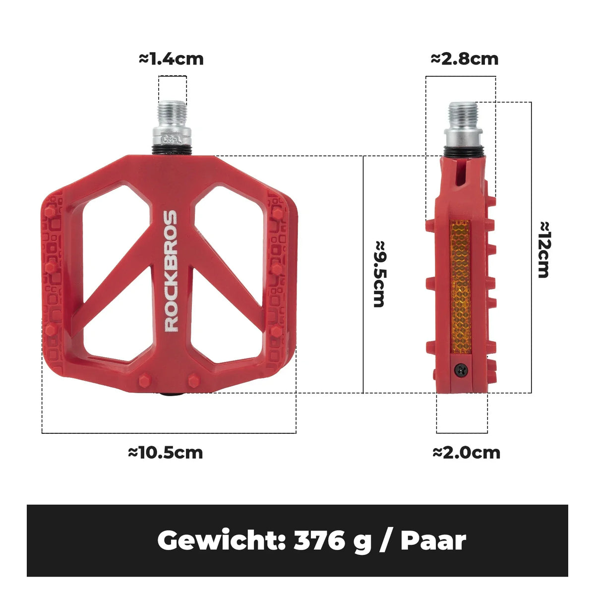 ROCKBROS Fietspedalen van nylon met reflectoren, antislip lichte brede platform