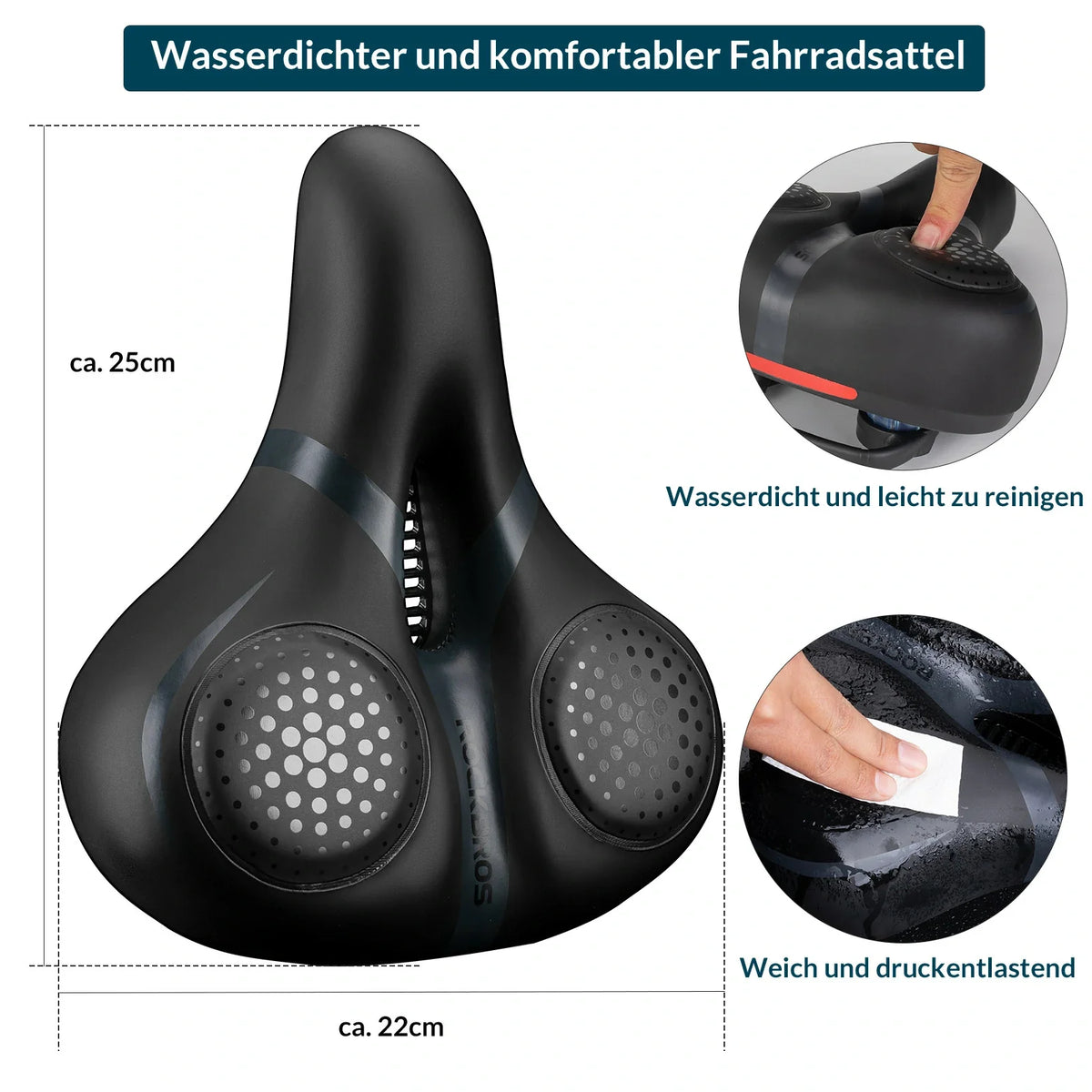 ROCKBROS Fietszadel met Memory-Foam, Comfortabel & Drukverlichtend