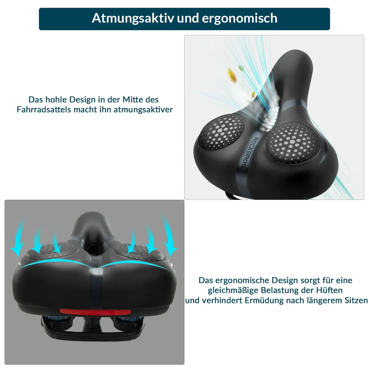 ROCKBROS Fietszadel met Memory-Foam, Comfortabel & Drukverlichtend