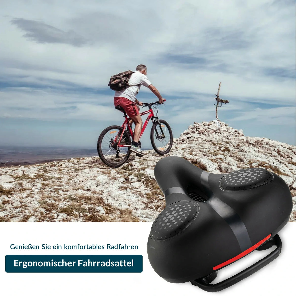 ROCKBROS Fietszadel met Memory-Foam, Comfortabel & Drukverlichtend