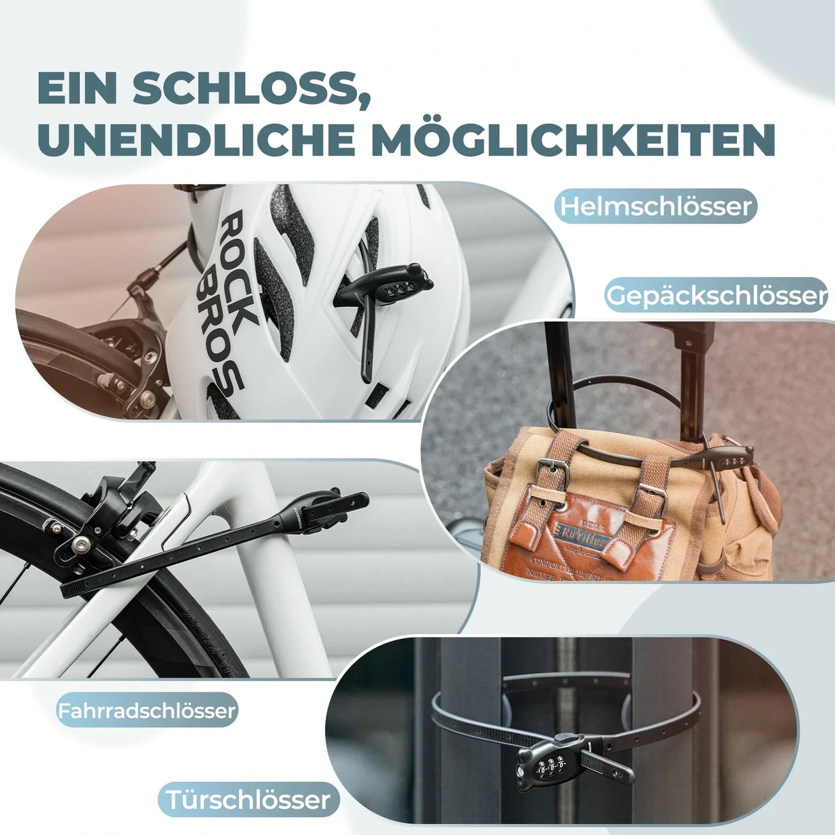 ROCKBROS Fietsslot, Kabelslot fiets met 3-cijferige code