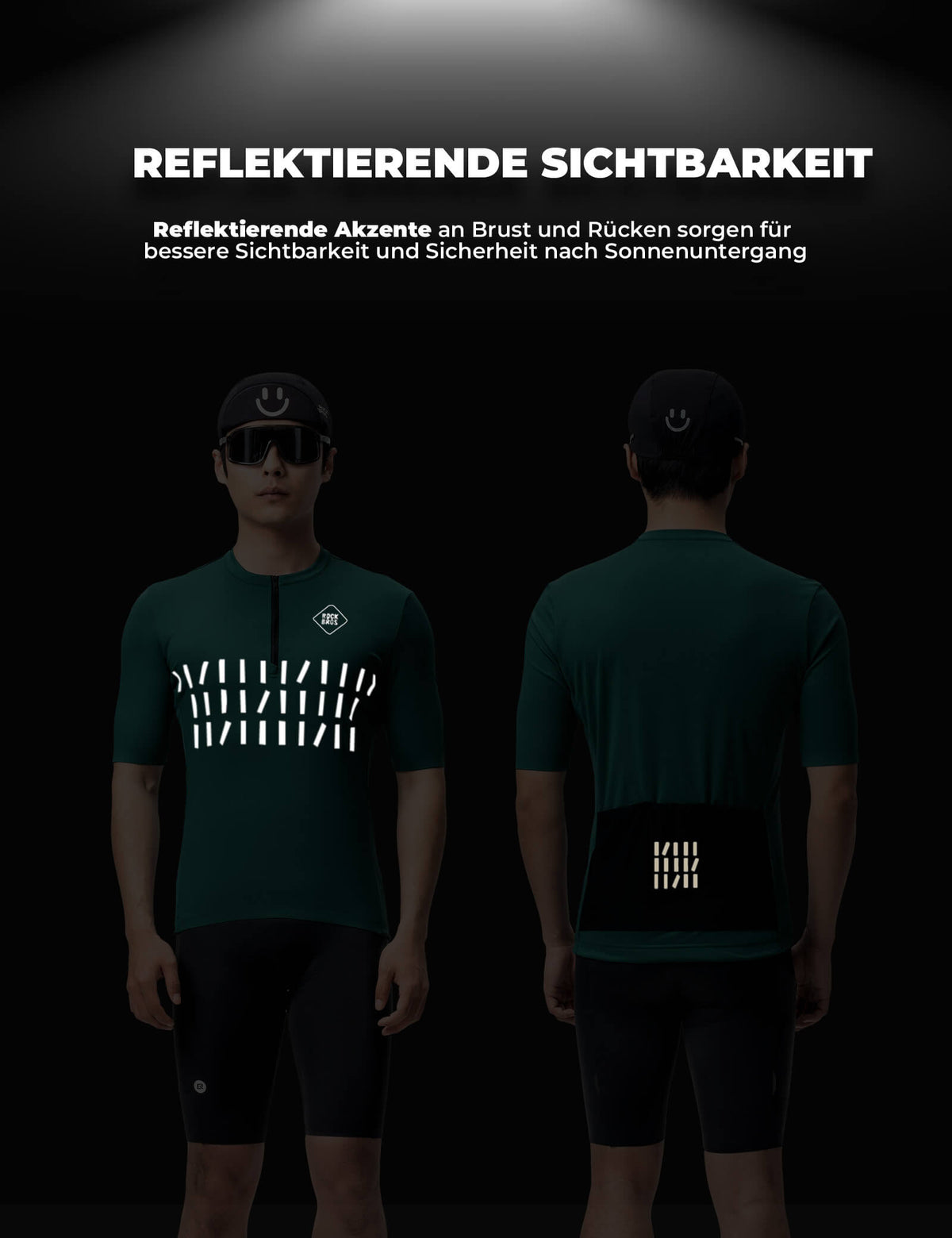 ROCKBROS Fietsshirt Korte mouw Heren Ademend en Snel drogend Jersey Reflecterend