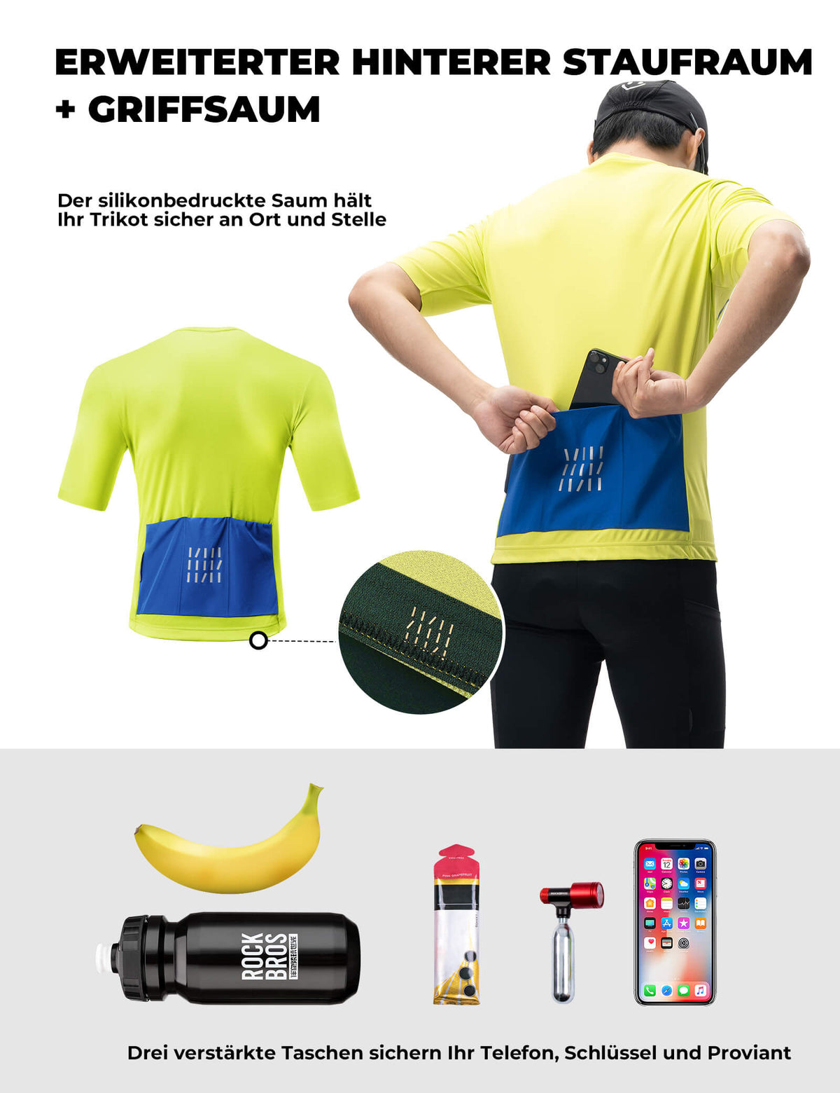 ROCKBROS Fietsshirt Korte mouw Heren Ademend en Snel drogend Jersey Reflecterend