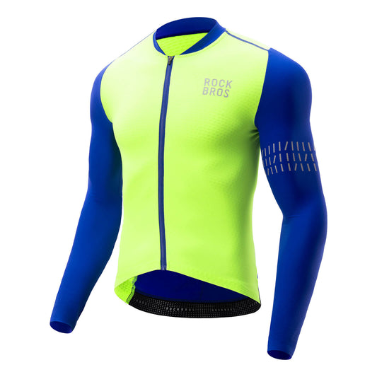 ROCKBROS Fietstrui Lange Mouw Heren Winter Warm Fleece Radtriki Ademend Elastisch Met 3 Zakken en Reflecterend