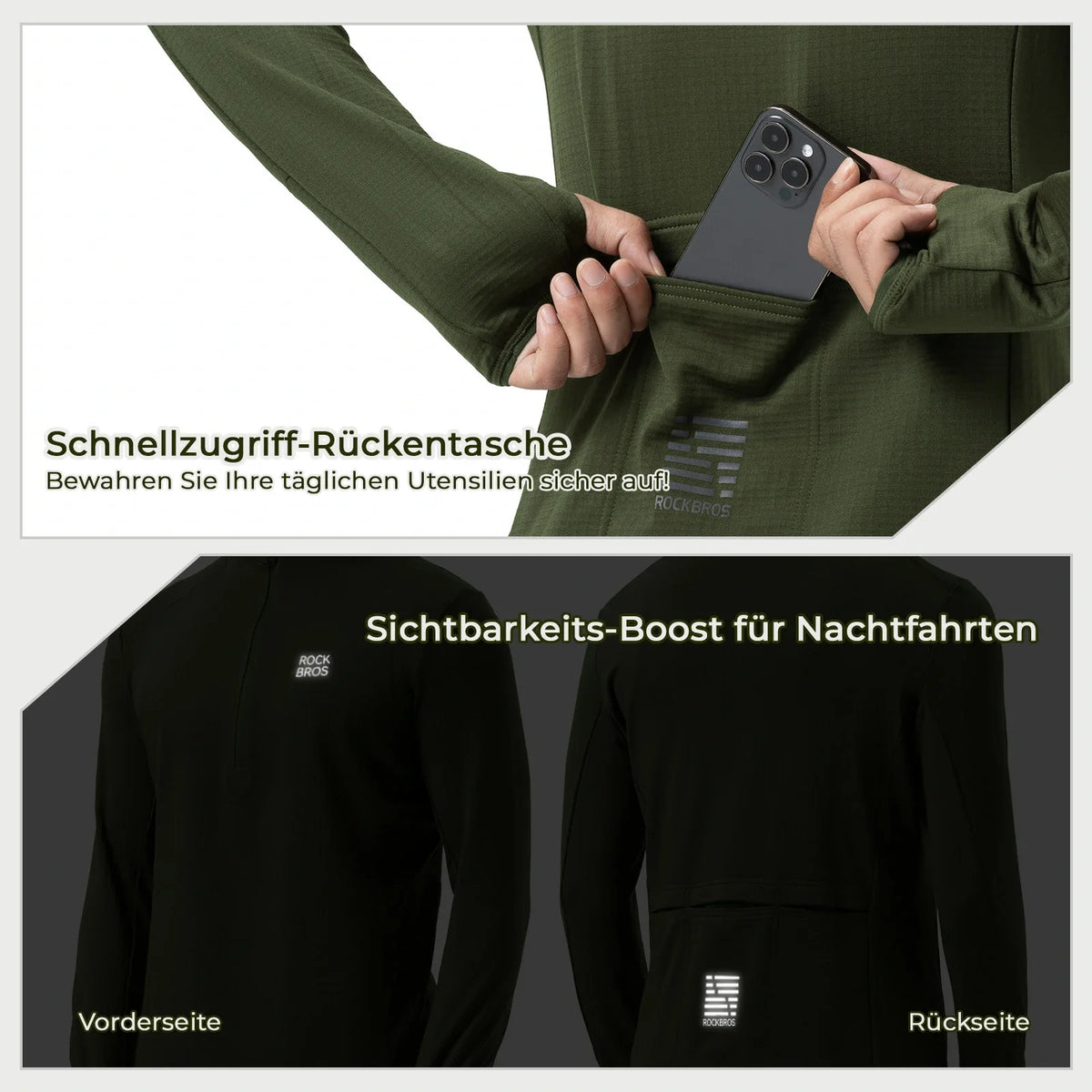 ROCKBROS Fietstrui Wielrentrui Langarm Heren Winter Warm Fleece Snel Drogend Ademend