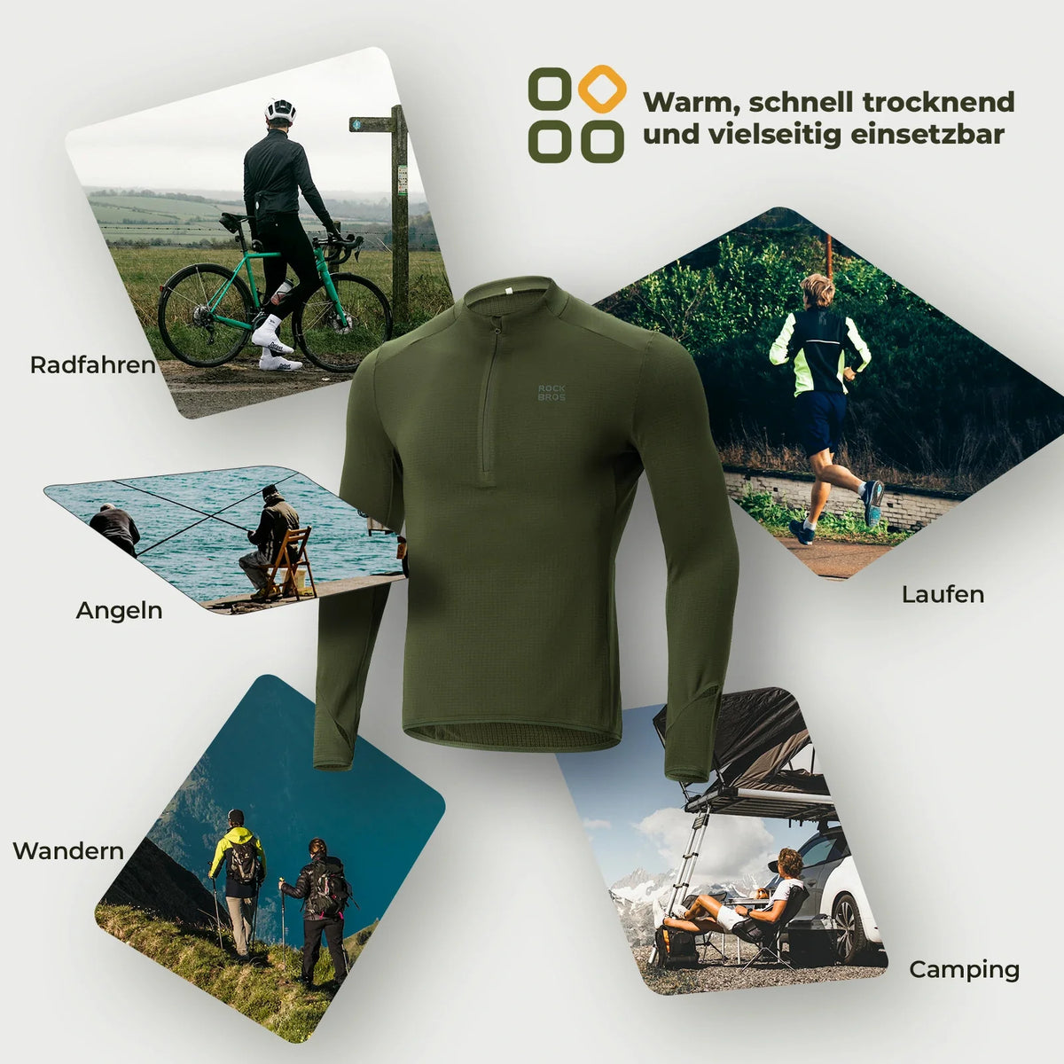 ROCKBROS Fietstrui Wielrentrui Langarm Heren Winter Warm Fleece Snel Drogend Ademend