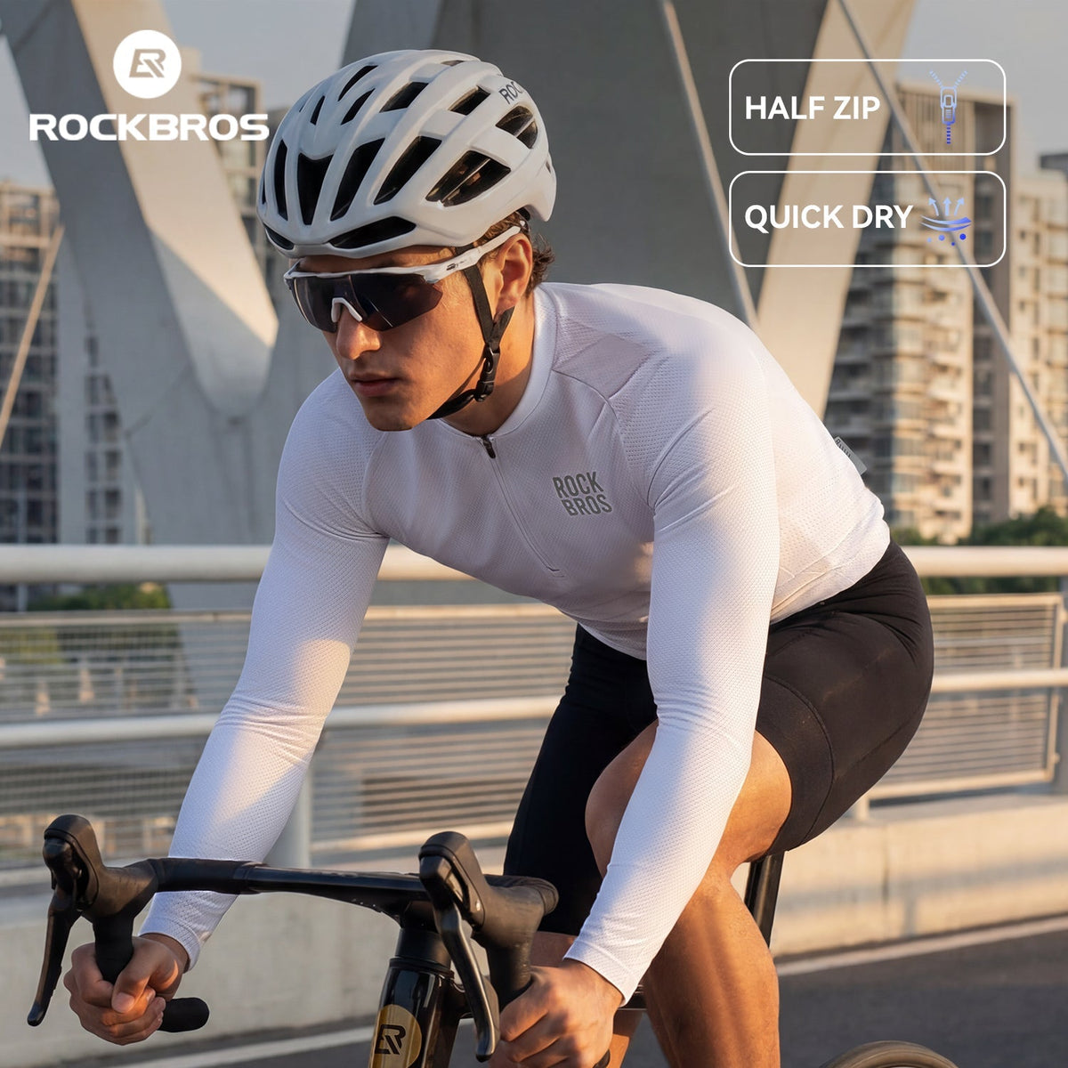 ROCKBROS Fietstrui met lange mouwen en korte rits aan de voorkant - Model YDCX011