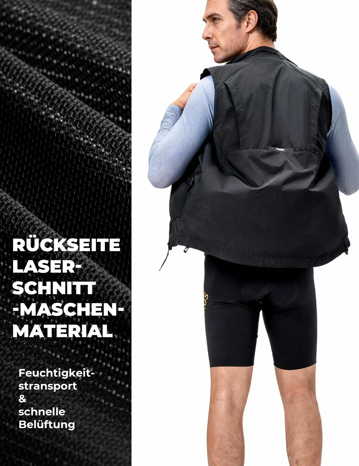 ROCKBROS Fietsvest Winddicht Licht Ademend Snel drogend, Opvouwbaar Fietsvest