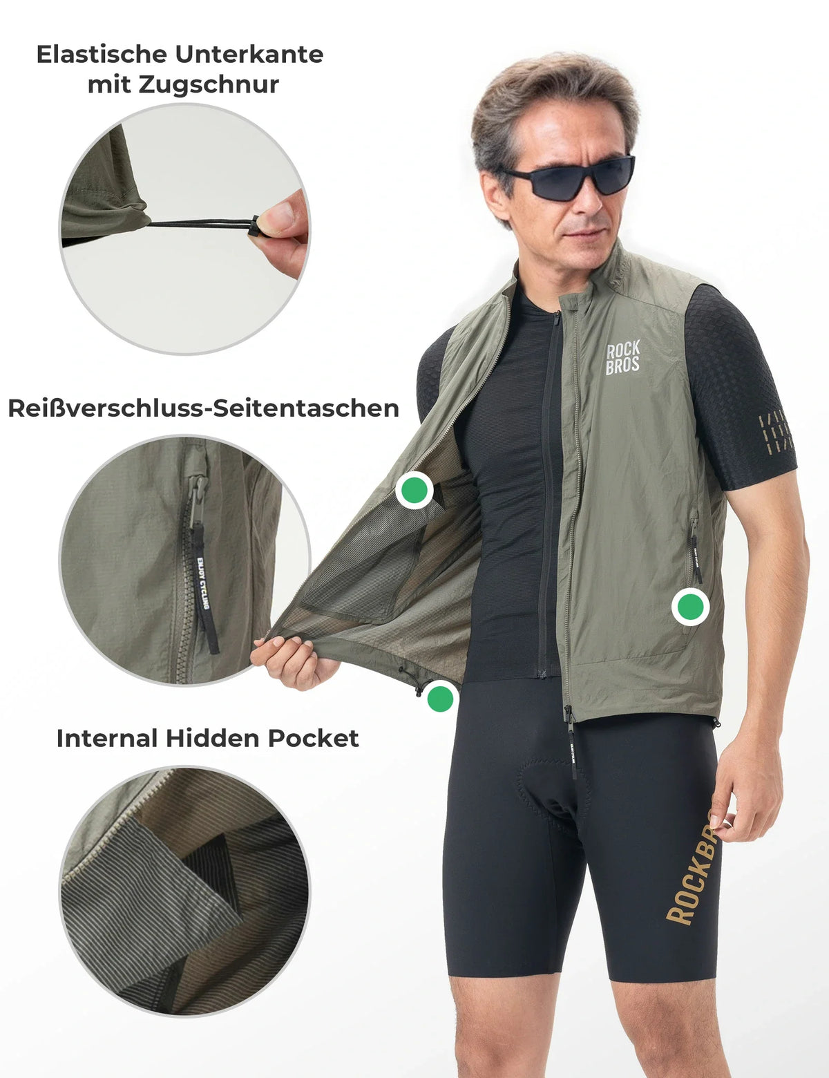 ROCKBROS Fietsvest Winddicht Licht Ademend Snel drogend, Opvouwbaar Fietsvest