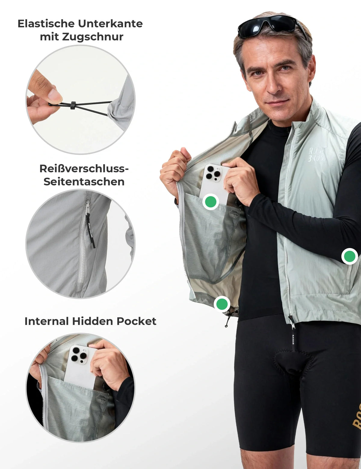 ROCKBROS Fietsvest Winddicht Licht Ademend Snel drogend, Opvouwbaar Fietsvest
