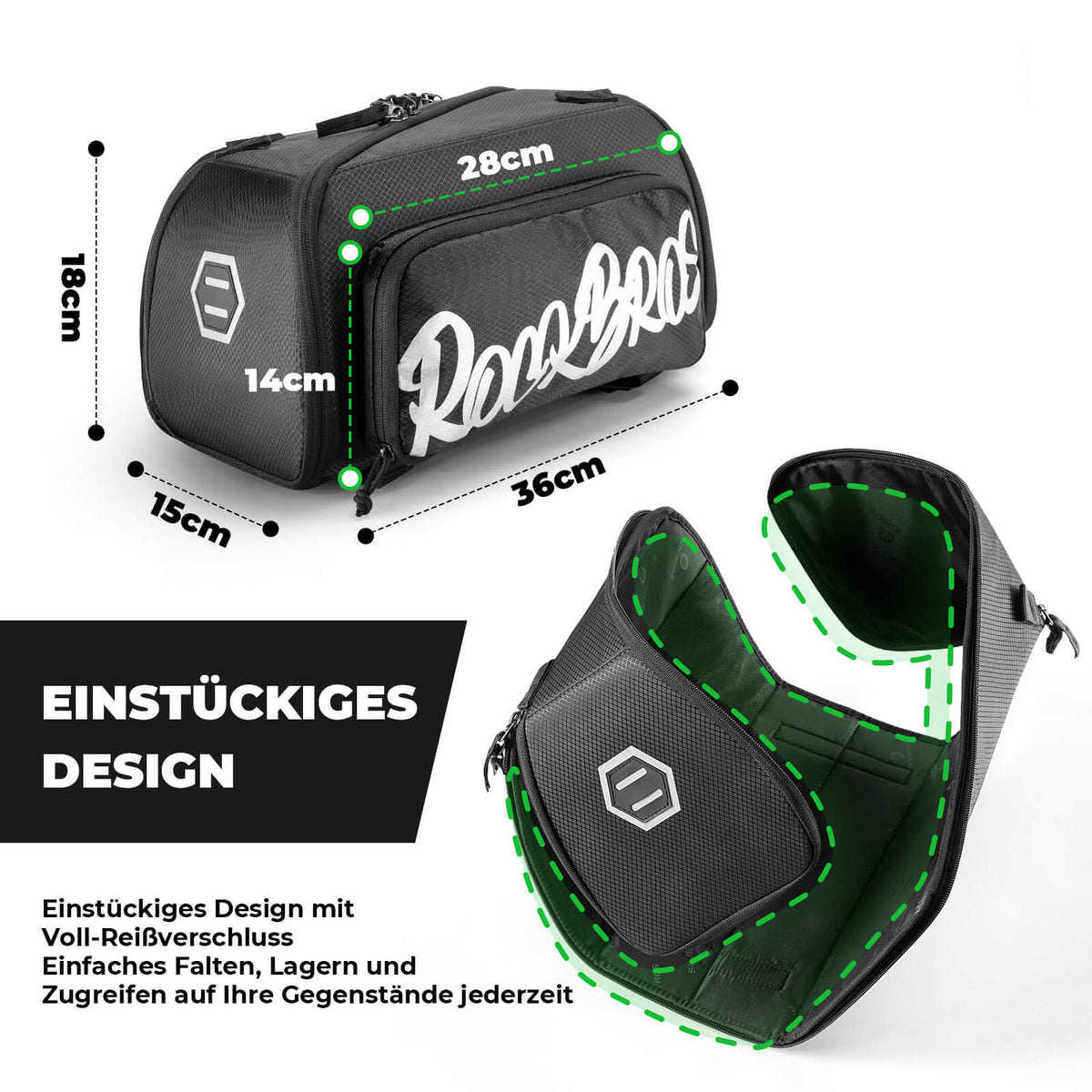 ROCKBROS Opvouwbare bagagerekzak in één stuk voor het bagagerek