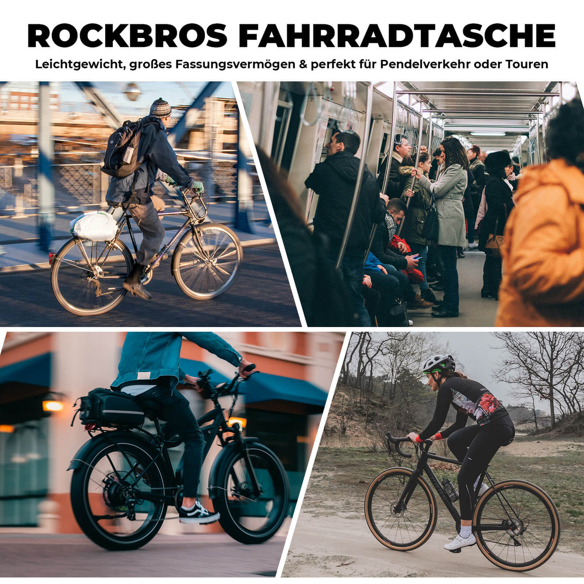 ROCKBROS Opvouwbare bagagerekzak in één stuk voor het bagagerek