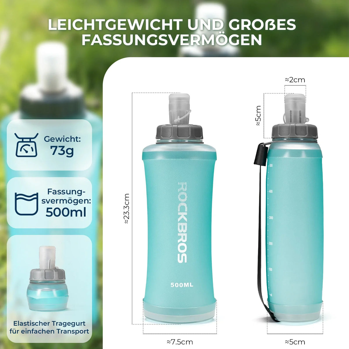ROCKBROS Opvouwbare fietsdrinkfles, licht BPA-vrij