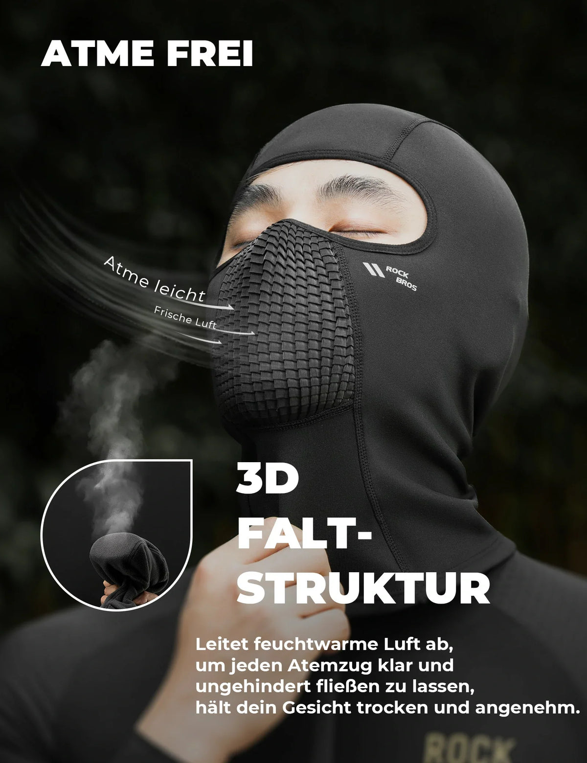 ROCKBROS Fleece Winter Stormmasker Ademende Balaclava Skimasker