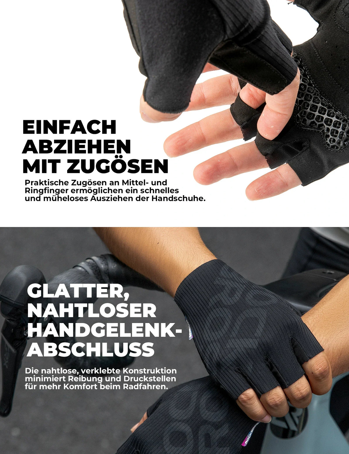 ROCKBROS Halve vinger fiets handschoenen zomer elastisch & ademend, antislip- en dempingskussens
